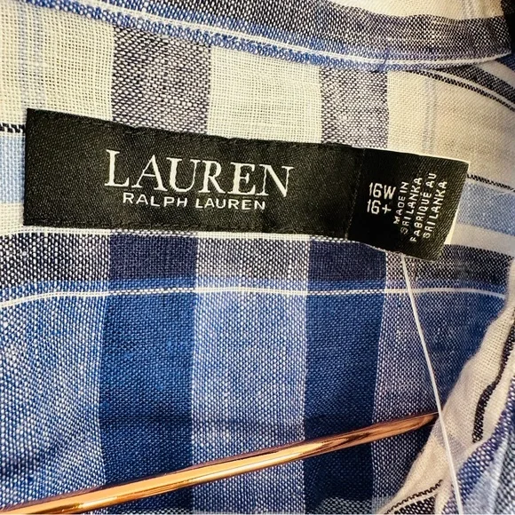 New Ralph Lauren Floral & Plaid Lightweight Linen Button Down Shirtdress Midi - Picture 11 of 15